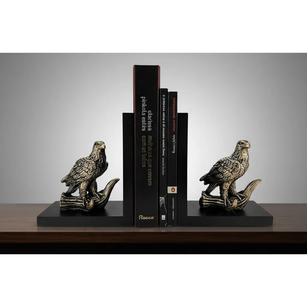 Aparador De Livros Águia No Tronco Em Gesso E Madeira - Par de Aparadores em Oferta na Shopee