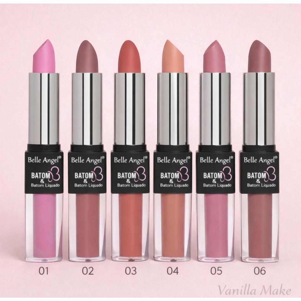 Batom 2 em 1 Belle Angel Batom Bala + Batom Líquido Matte Longa Duração