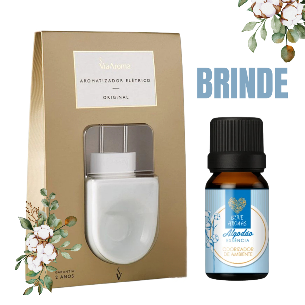 Kit essência Aromática + Difusor Aromatizador de Porcelana Elétrico Original Bivolt - Via Aroma