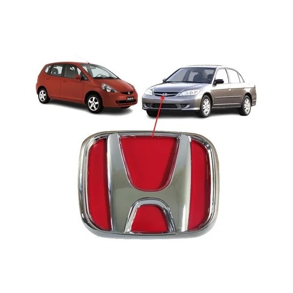 EMBLEMA GRADE RADIADOR HONDA FIT E CIVIC 2004 2005 2006 VERMELHO