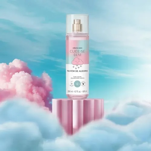 Body Splash Nuvem de Alegria: A fragrância que transforma o seu humor e ilumina o seu dia.
