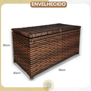 Roupeiro Baú Sintético Horizontal Organizador Roupa Suja Brinquedos Luxo Já Montado 30x55x30