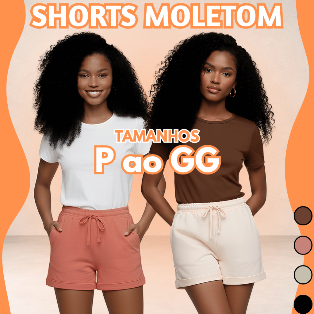 Bermuda Moletom Leve Feminino Calor P M G GG Confortável Cós Elástico Soltinho Parque Básico Moda