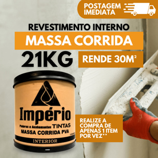 Massa Corrida Premium Pva Império 21kg Acabamento Nivelador Fácil Aplicação - branca parede desempe em Oferta na Shopee