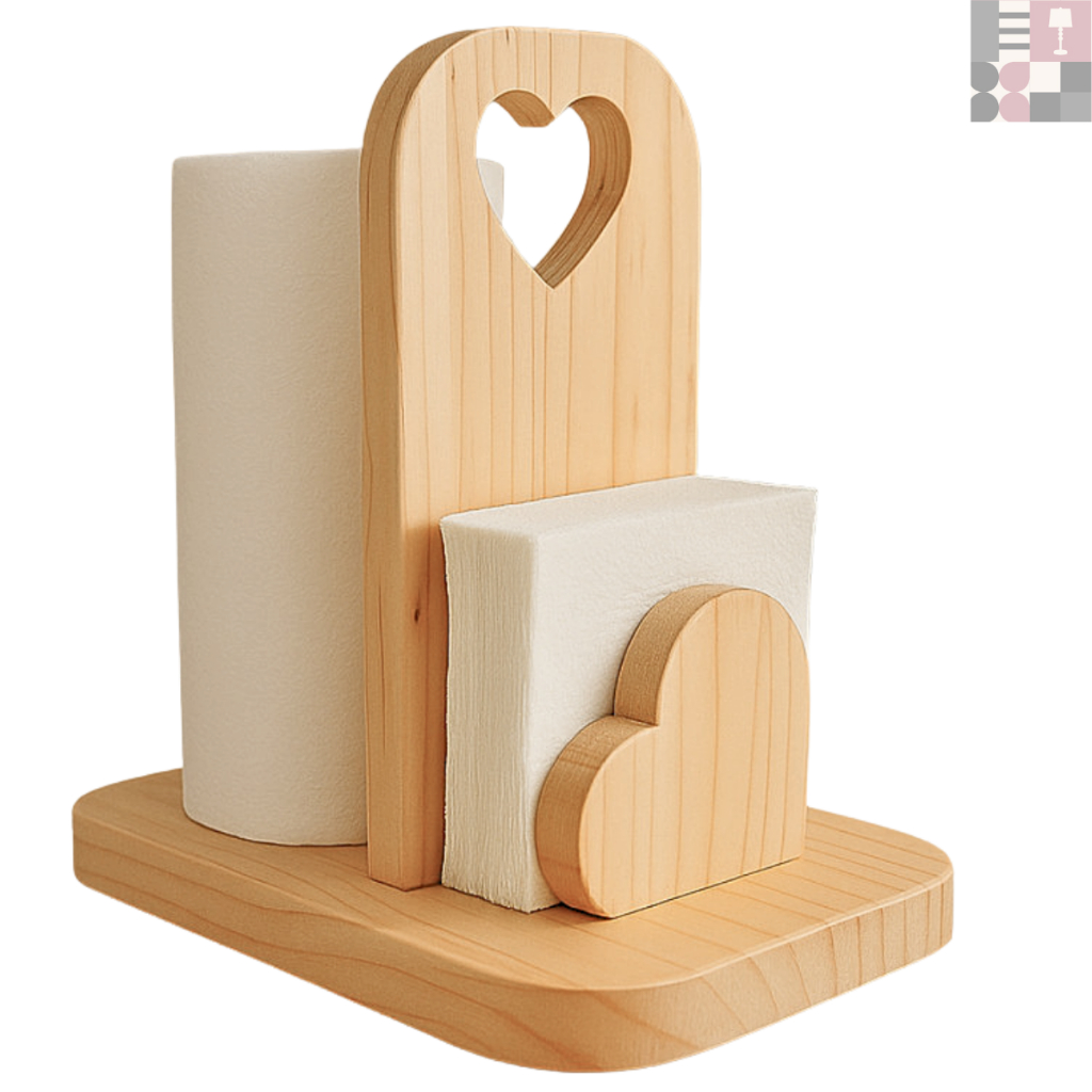 Porta Papel Toalha e Guardanapo Coração em Madeira Pinus Cozinha Grande em Oferta na Shopee