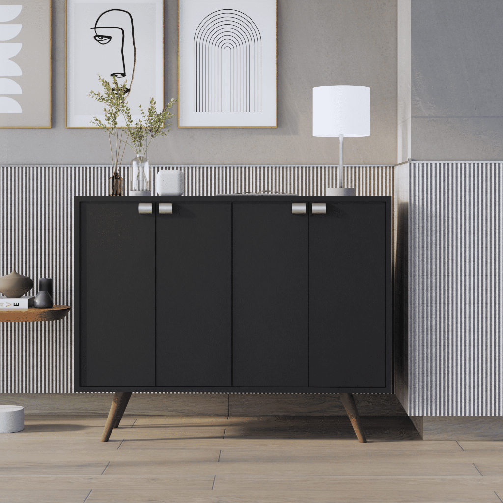 Aparador Bar Madeira 4  Portas + Prateleiras Mais Vendido Móveis Bonatto em Oferta na Shopee