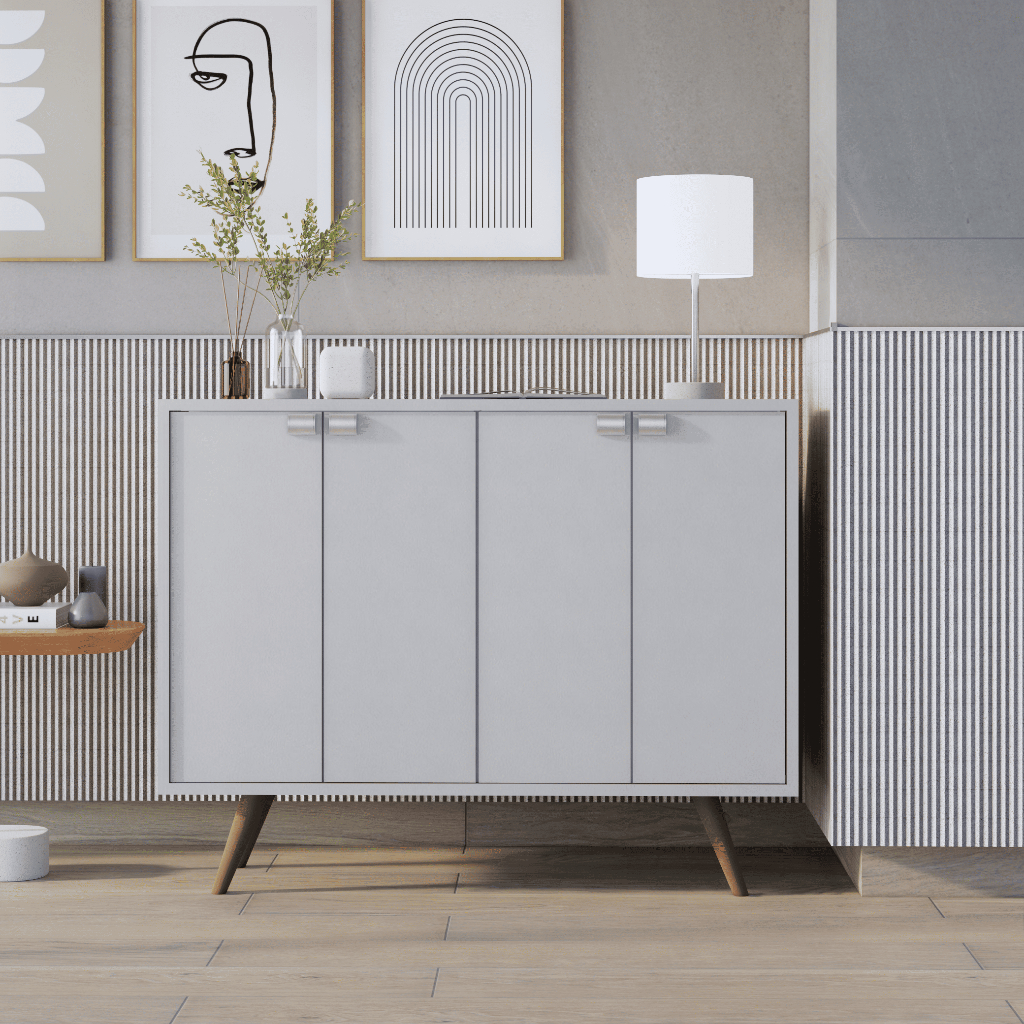 Buffet 4 Portas 110cm Para Cozinha e Sala de Jantar  Aparador Multiuso Móveis Bonatto