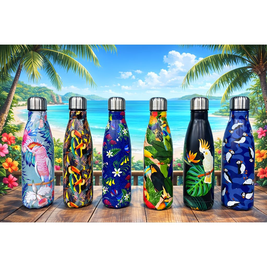 Garrafa Térmica Tropical Inox 500ml Estampa Floral