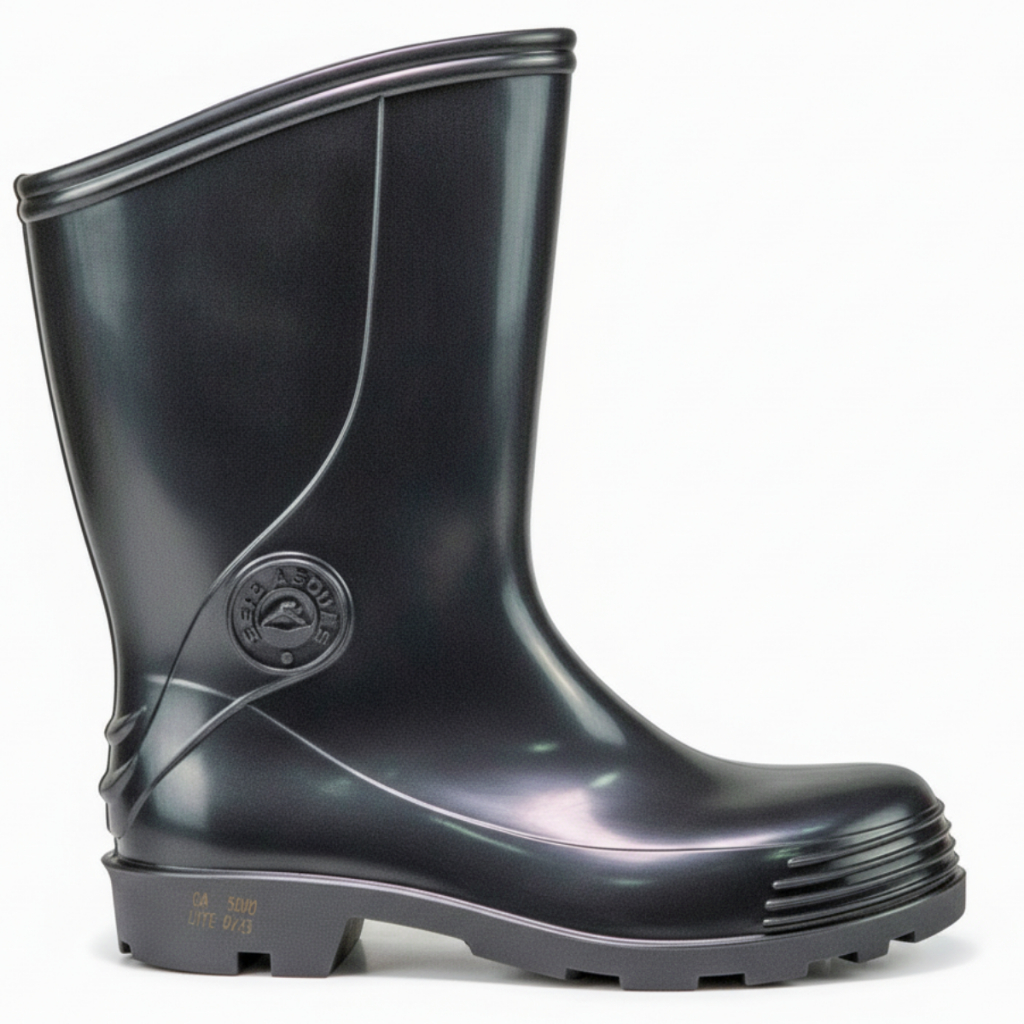 Bota Galocha de Borracha Capataz Cano Medio Preta Sete Leguas Impermeavel Confortavel Leve Indústria Serviço Pesado