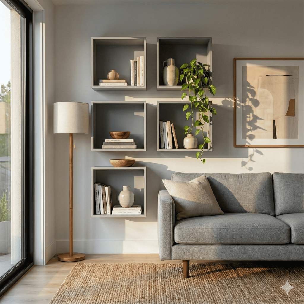 Conjunto 3 Nichos Quadrado MDF 20x20cm Decorativo para Parede,Quarto Sala,Escritório