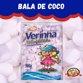 Bala Verinha 500g Coco, Colorida, Leite Cond, Maça Verde, Laranja, Abacaxi, Chocolate e Morango em Oferta na Shopee