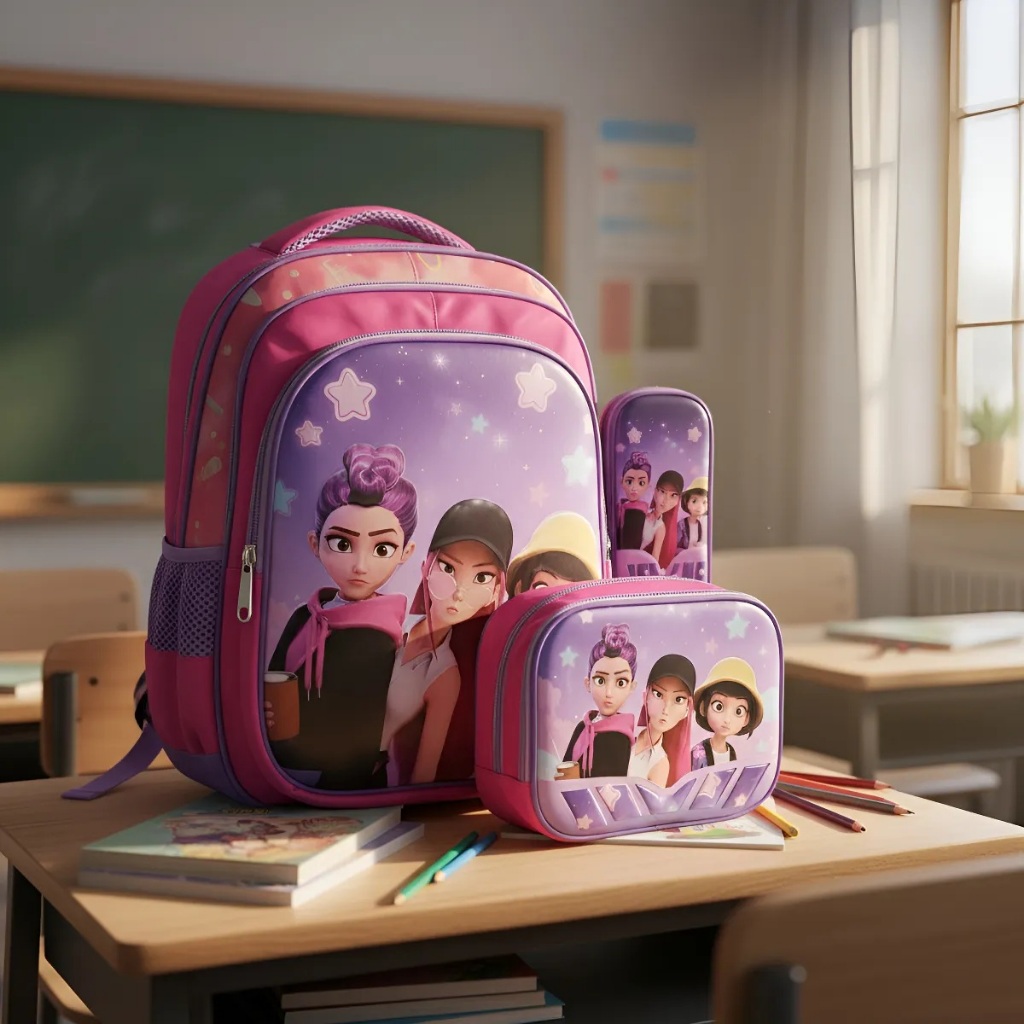 KIT 3 EM 1 MOCHILA inspiração HUNTRIX Guerreiras do K-Pop + Lancheira Térmica + Estojo em Oferta na Shopee