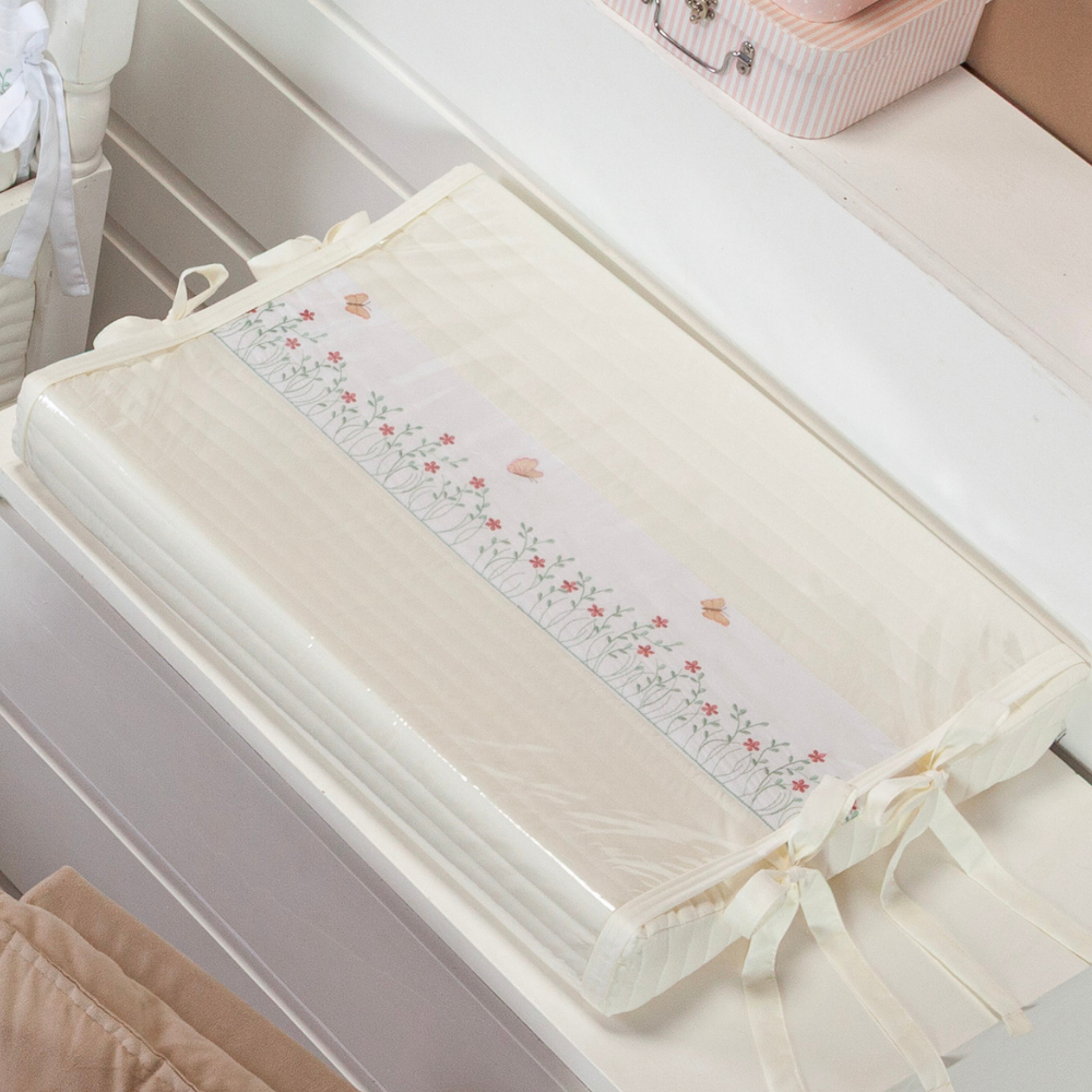 Trocador Anatômico De Cômoda Bebê Bordado Borboleta Menina