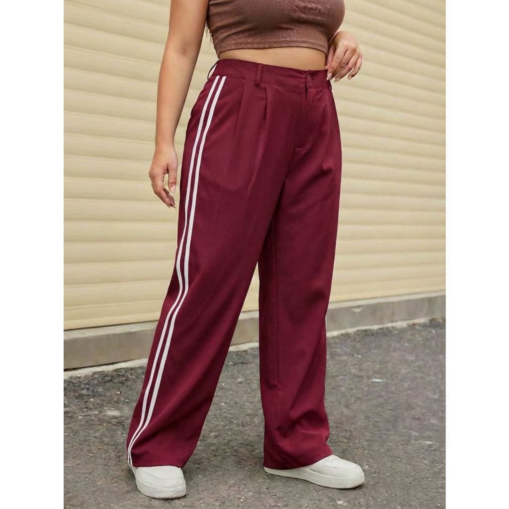 REF: AS1578（PLUS SIZE） – Calças femininas de cintura alta, perna larga estilo boca de sino, ajuste premium, calças casua