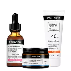 Principia Kit Cuidado Diurno c/ Creme Hidratante CH-01 + Sérum Multivitaminas MIX-03 + Protetor Solar PS-01 FPS 40