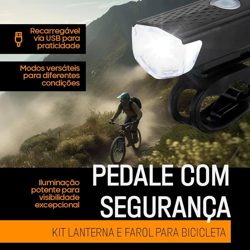 Farol Lanterna Bike Recarregável Usb Led Cree Gb-718 em Oferta na Shopee