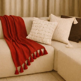 Manta De Sofá Pompom 1.50x2.20 m Xale Decorativo Algodão 100% Manta e Protetor De Sofá Peseira