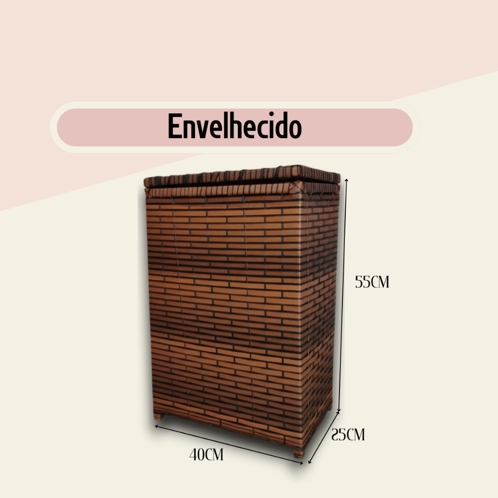 Cesto de Roupa Suja Fibra Sintética Roupeiro Organizador de Brinquedos Banheiro 25x40x55(Já Montado) em Oferta na Shopee