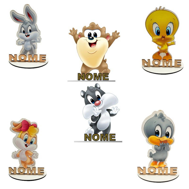 Kit 10 a 20 Display Centro de Mesa Looney Tunes Baby Separado Colorido Adesivado Lembrancinha Personalizado Com Nome Mdf em Oferta na Shopee