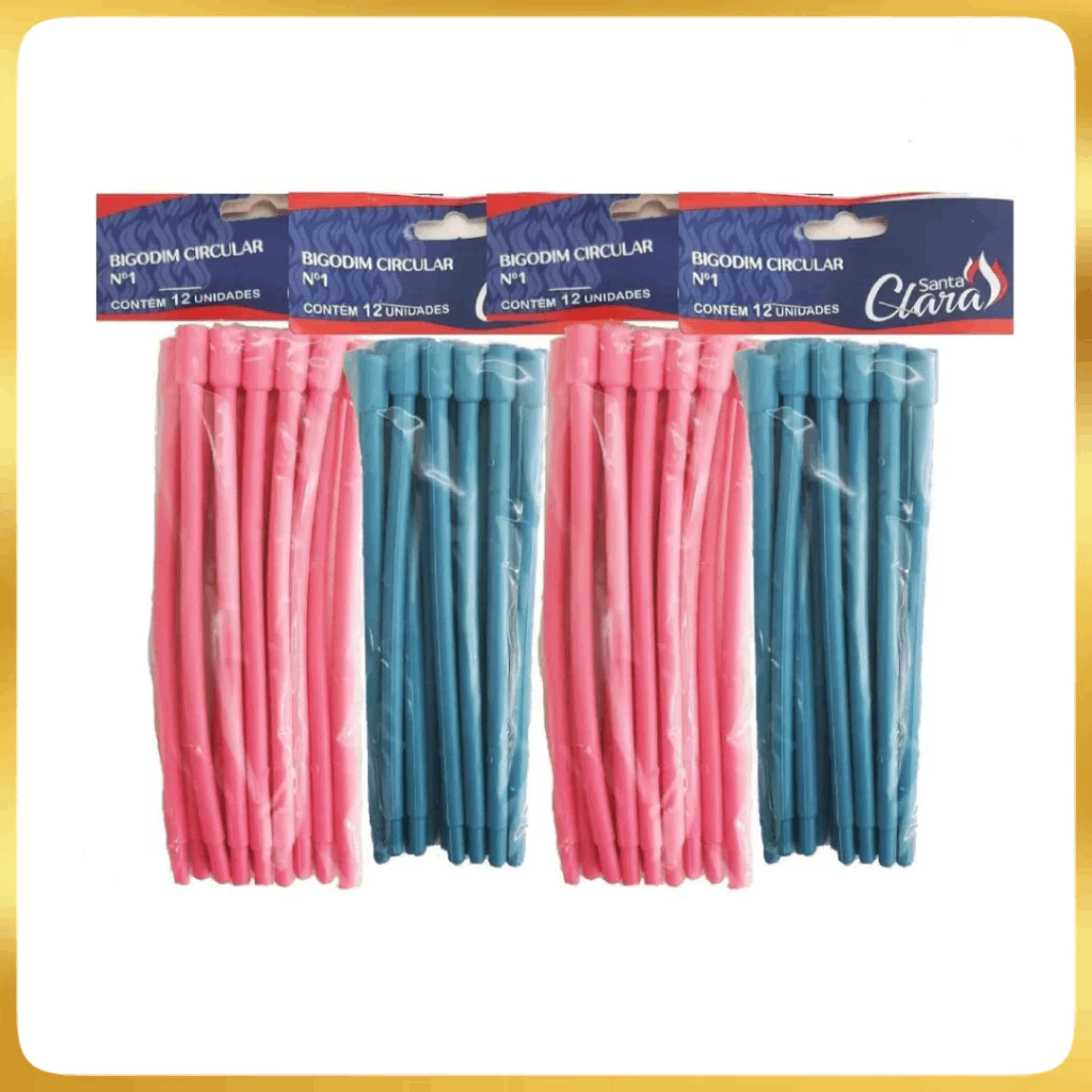Bigodim Circular Cachos Perfeitos Cabelos Ondas N°1 Kit Sortidos - Azul E Rosa