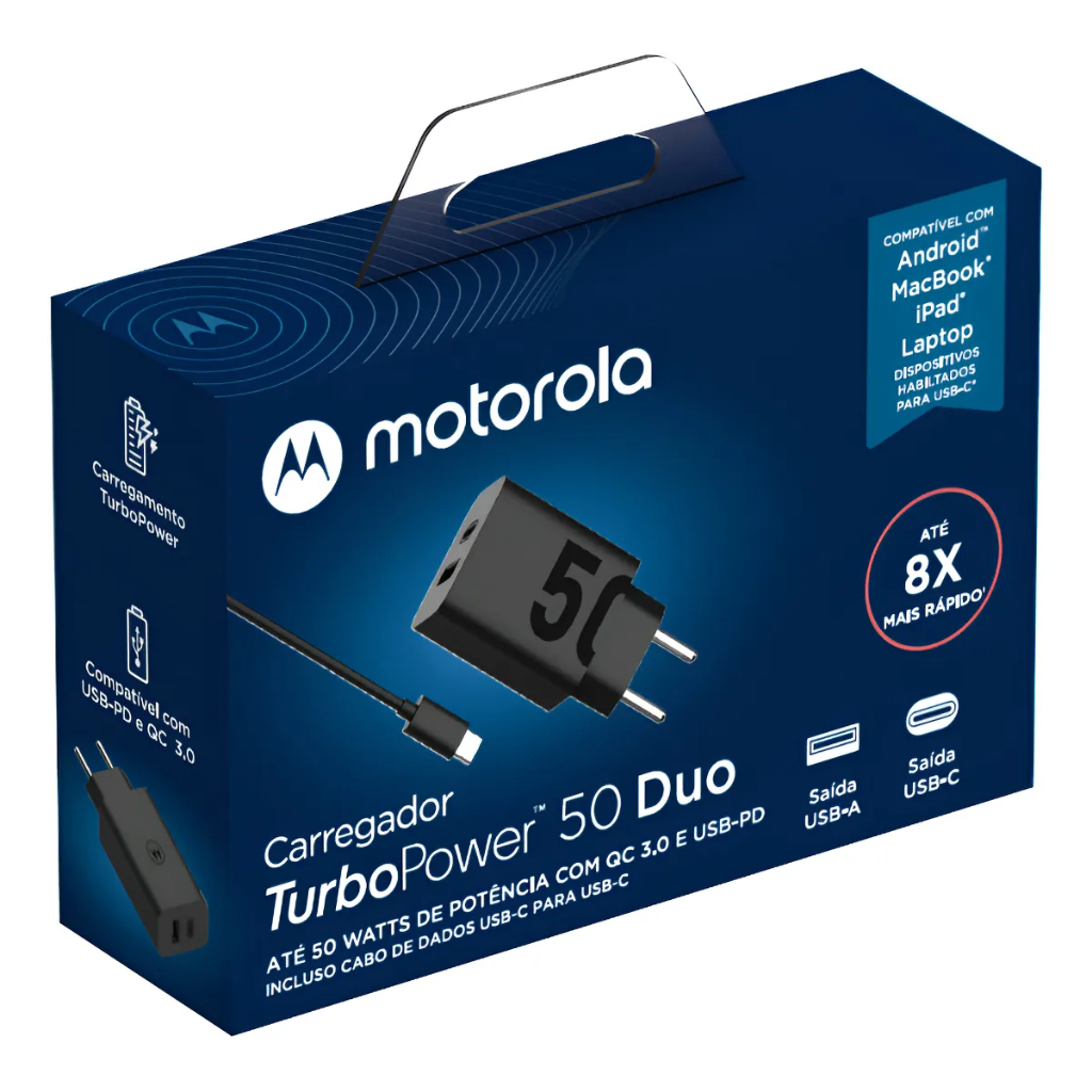 Carregador Motorola Turbo Power 50w Usb-c Preto Preto