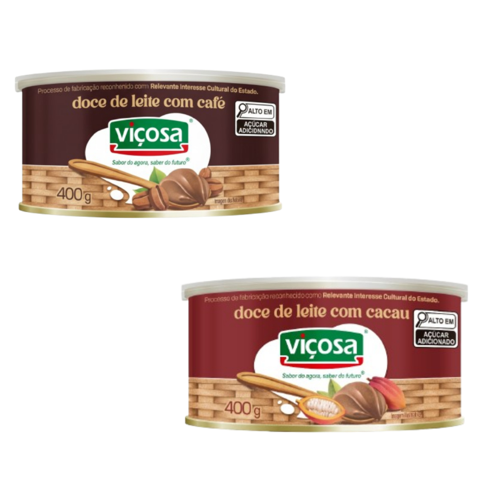 Doce De Leite Viçosa Com Cacau 400g + Viçosa Café 400g