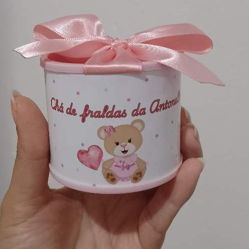 Kit tubolata personalizada 5x6 - Lembrancinhas chá de bebê Ursinha Rosa| maternidade| chá revelação | aniversário.