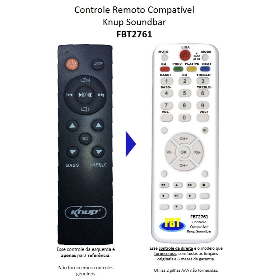 Controle Remoto Compatível Com KNUP SOUNDBAR KP6032BH 6030BHFBT2761