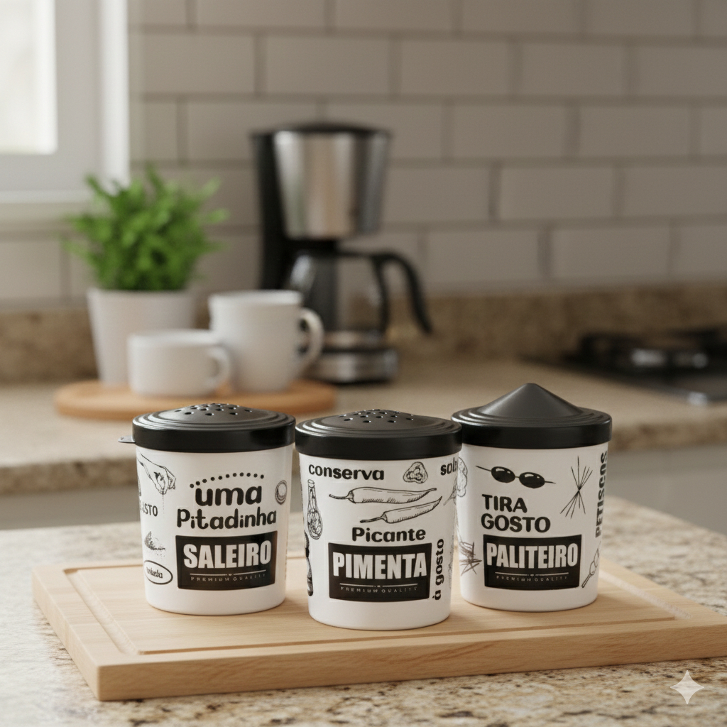 Porta Condimento Paliteiro Saleiro e Pimenteiro 200Ml de Plástico em Oferta na Shopee