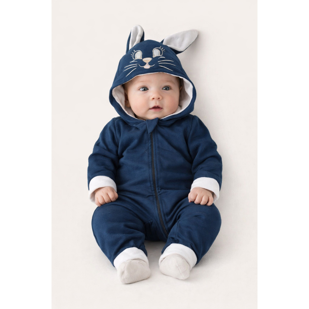 Macacão Bebê Coelho Com Capuz Orelhinhas Zíper Inverno Confortável em Oferta na Shopee