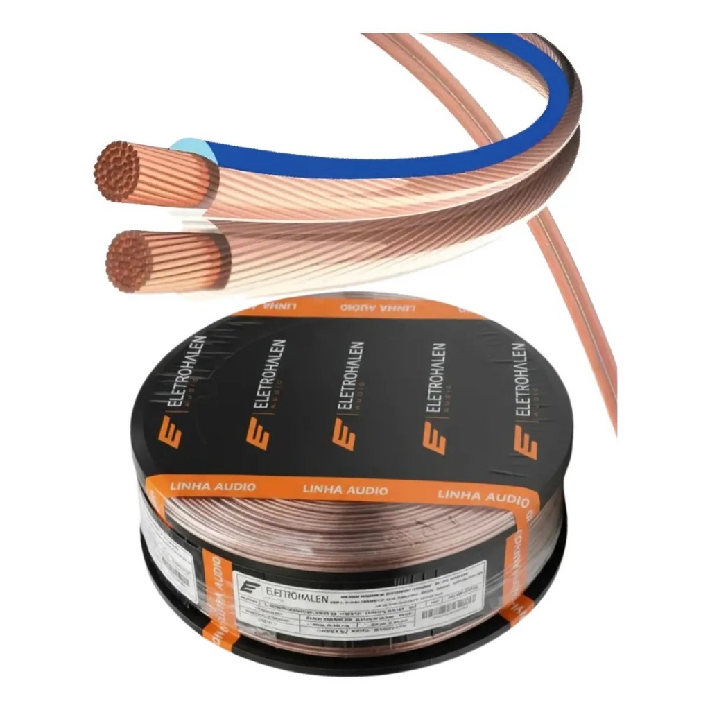 Cabo Fio Paralelo Cristal 2x1,5mm Rolo 100m Caixa De Som Home Theater Automotivo Certificado