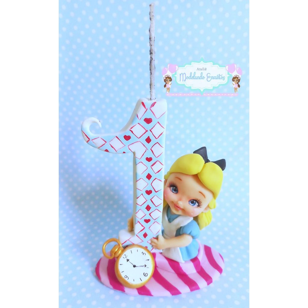 Vela Alice No Pais da Maravilhas/ Topo De Bolo Alice No Pais Das Maravilhas/ Biscuit da Alice No Pais Das Maravilhas