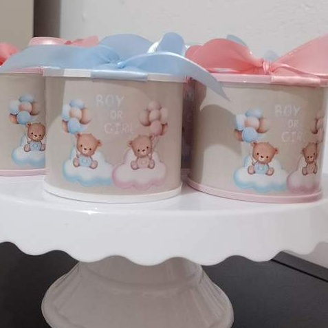 Kit mini tubolata personalizada 5x6 - Lembracinhas para chá revelação ursinho baloeiro