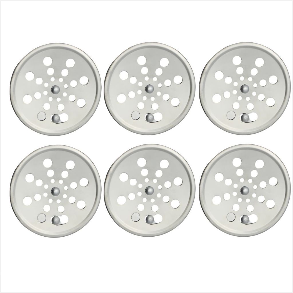 Kit 6 Tampa Ralo Grelha Redondo Aço Inox Abre Fecha