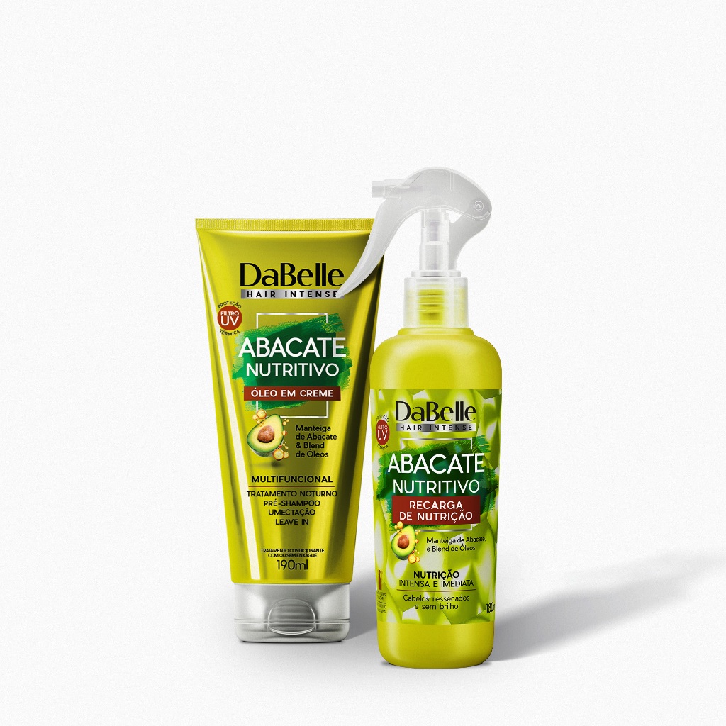 Kit DaBelle Hair Abacate Nutritivo Óleo em Creme 190ml + Recarga de Nutrição 180ml (2 produtos) em Oferta na Shopee