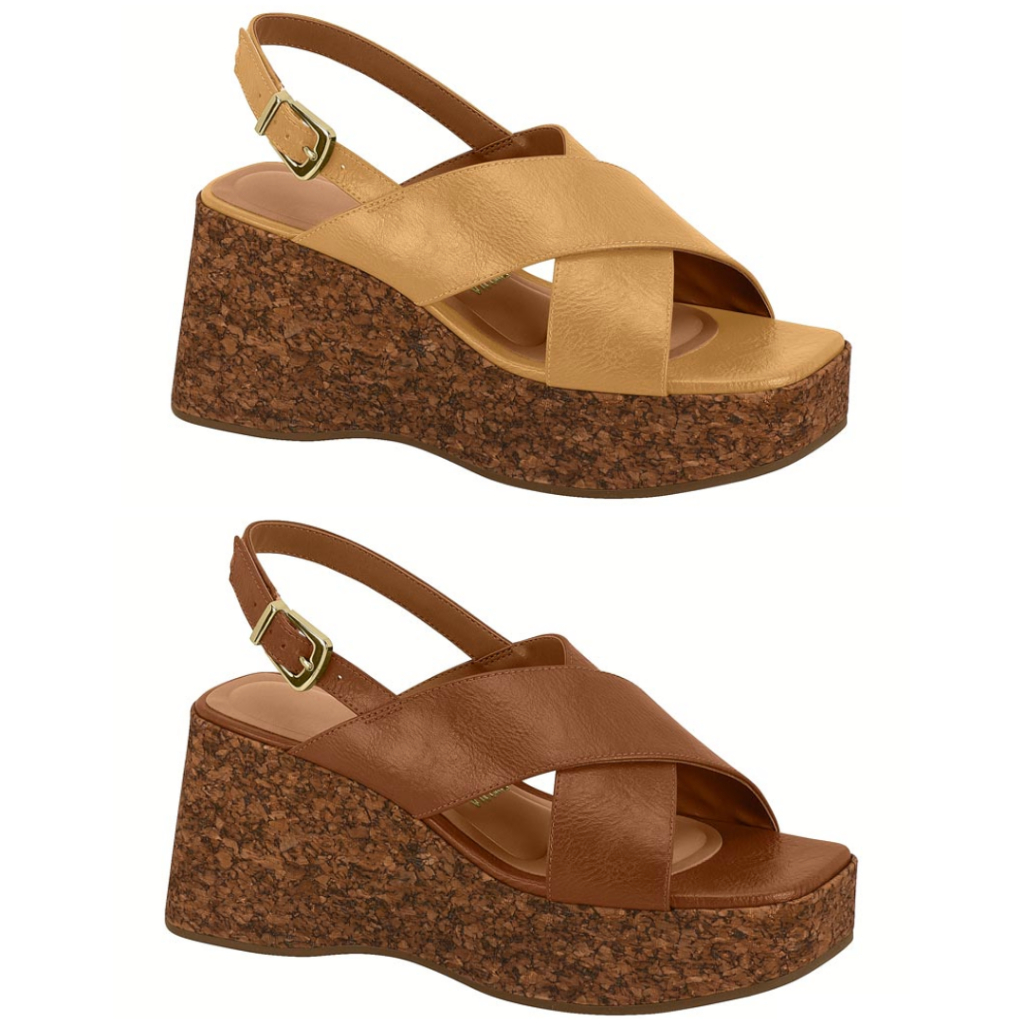 Sandália Feminina Anabela Vizzano Plataforma Cortiça Leve Confortável em Oferta na Shopee