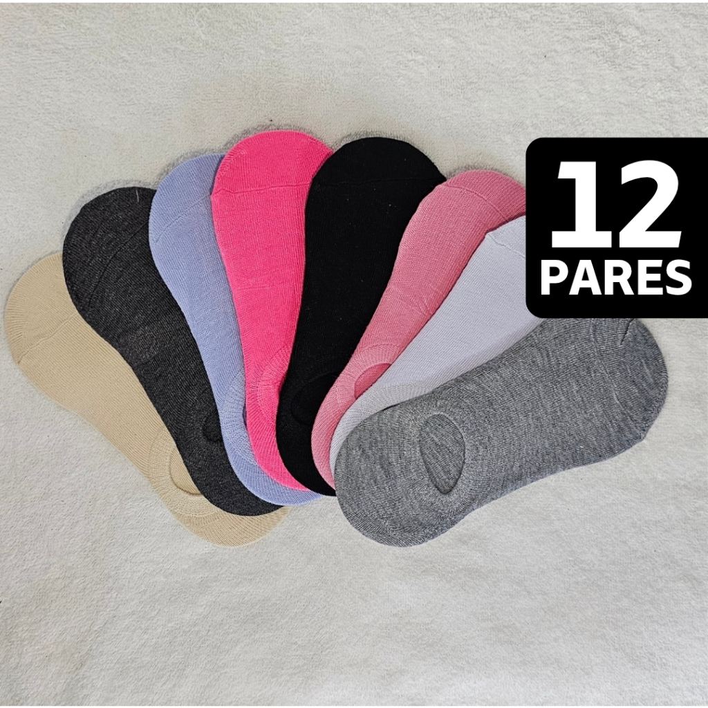 Kit Meia Sapatilha Feminina Invisível Macia Resistente Silicone no Calcanhar Confortável Tamanho 35 ao 40