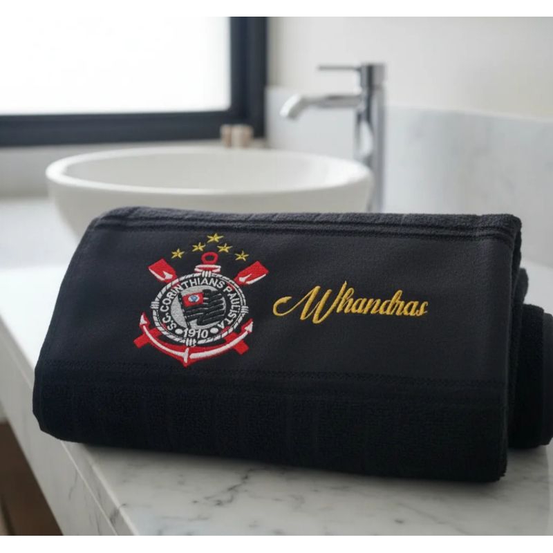 Toalha  Lavabo Time Boca Personalizada Bordada de Time + nome Vitória/Palmeiras/Santos/Sao Paulo