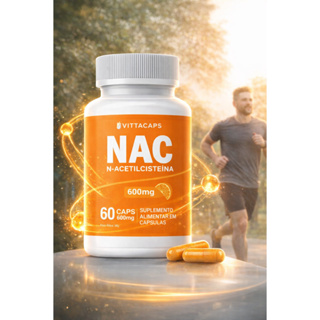 NAC N Acetil Cisteina acetilcisteína Antioxidante 600mg - 60Cáps-SUPLEMENTO NATURAL em Oferta na Shopee