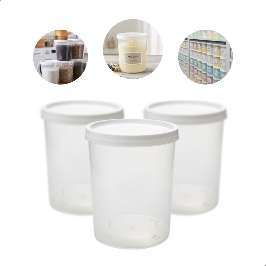 Kit Potes Plásticos Transparente Com Lacre - 1litro Branco Transparente Para Alimentos Cremes Conservas em Oferta na Shopee