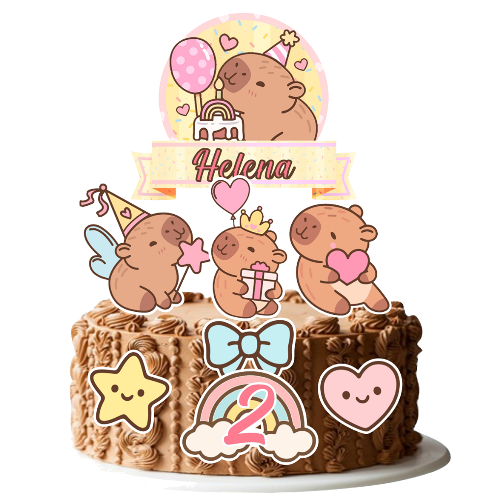 Topo de Bolo/Topper Cake Capivara aniversario chá de bebê (LEIA A DESCRIÇÃO) em Oferta na Shopee