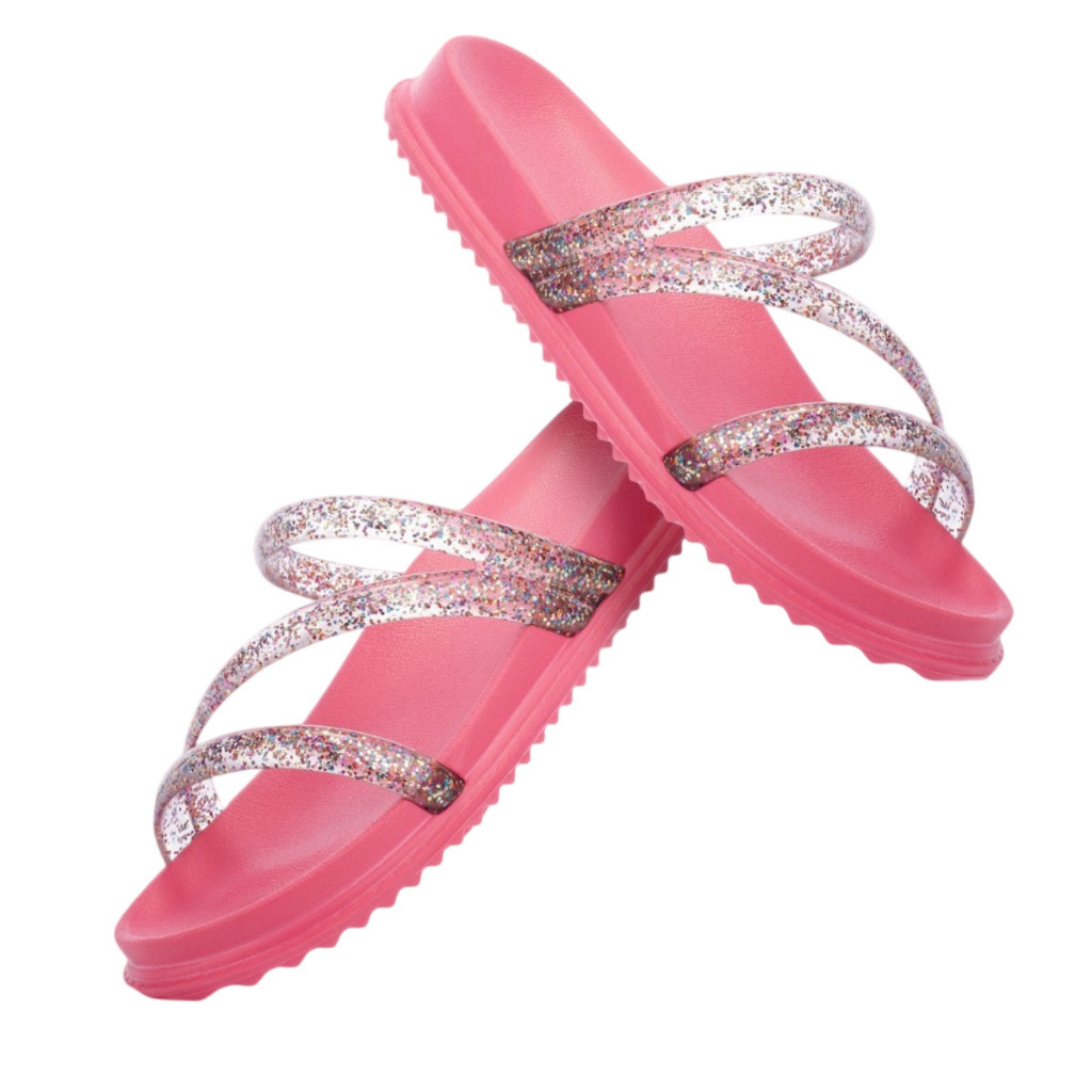 Sandália Feminina Papete Brilho Glitter Confortável Nuvem Macia Slide em Oferta na Shopee