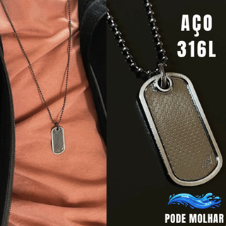 Cordão Dog Tag Masculino aço inox 316L resistente à água militar Presente Homem Namorado Marido em Oferta na Shopee