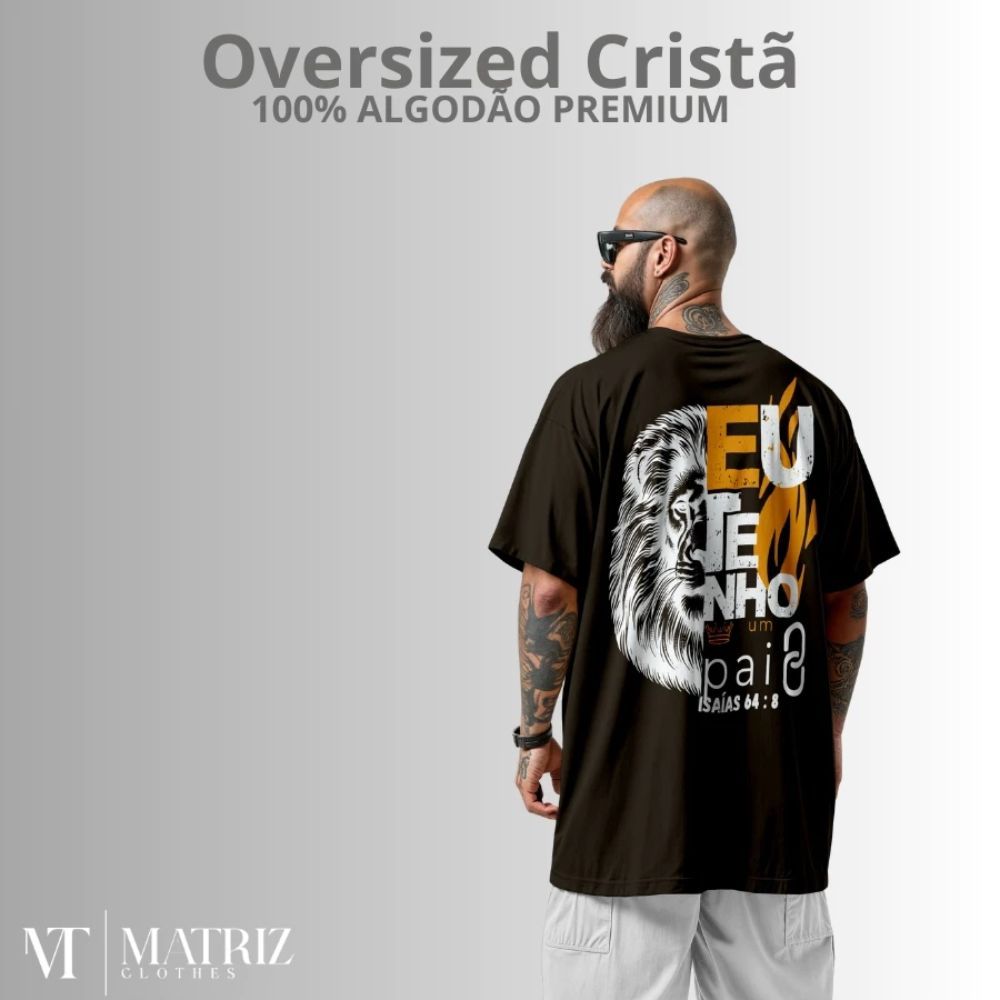 Camiseta Oversized Masculina Cristã Pai 100% Algodão Premium Conforto T-Shirt Gospel