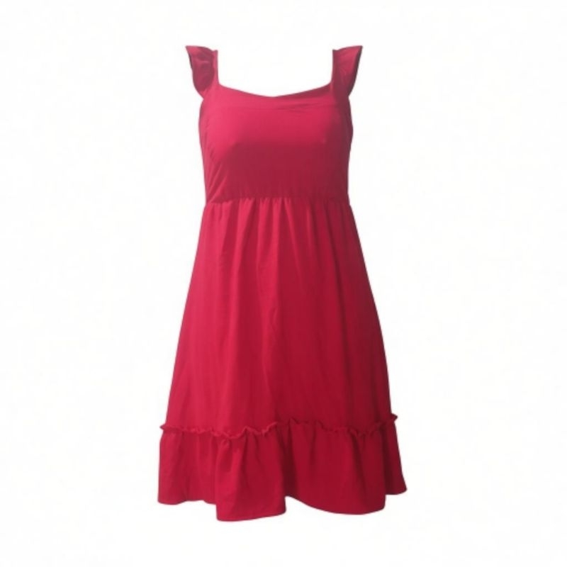 Vestido Feminino curto midi de alcinha soltinho sem bojo  Duna com babado mas alcinhas