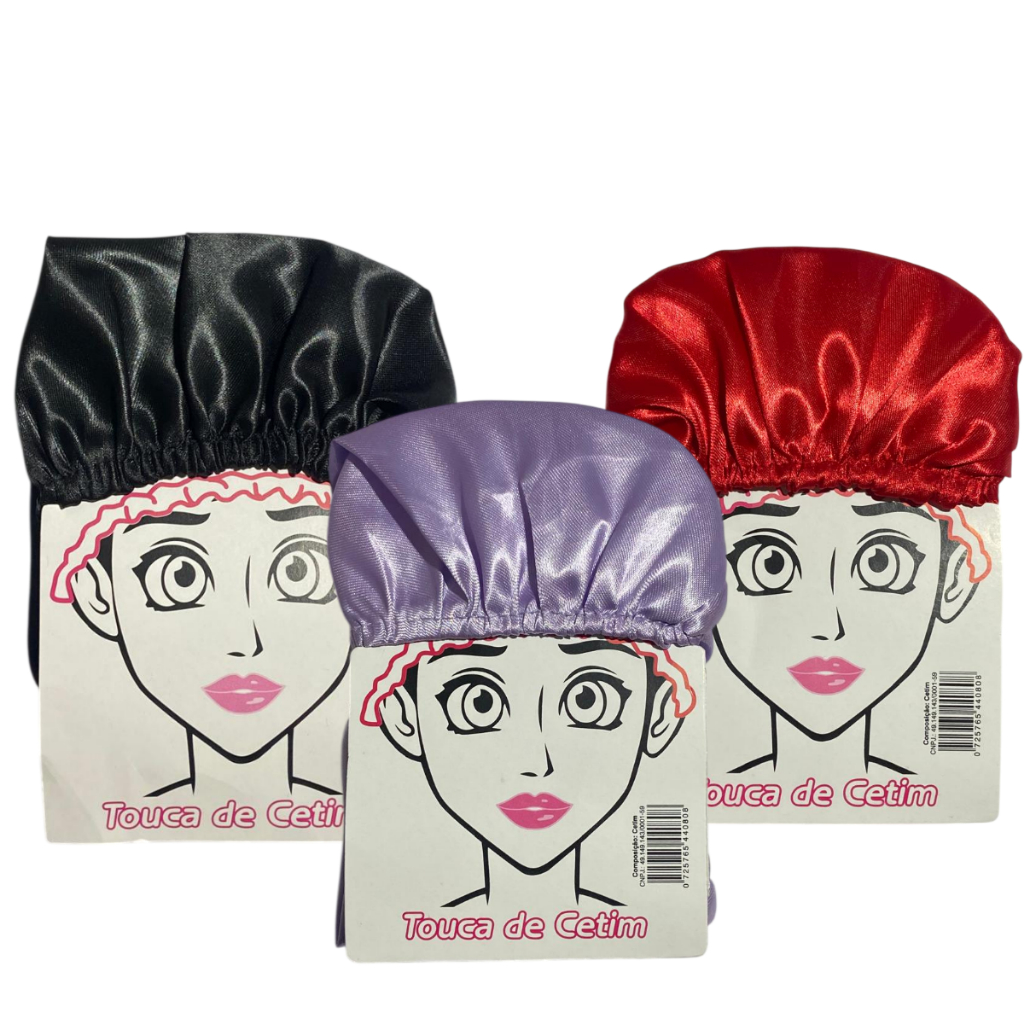Touca de Cetim Anti Frizz Cabelo Alinhado Touca para Dormir - Escolha a cor