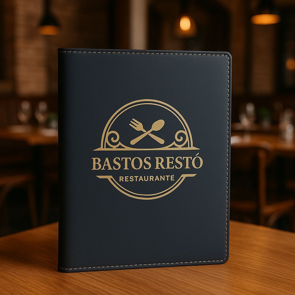 5 porta cardapio para folha A4 em courino com sua logo gravada a laser do seu restaurante em Oferta na Shopee