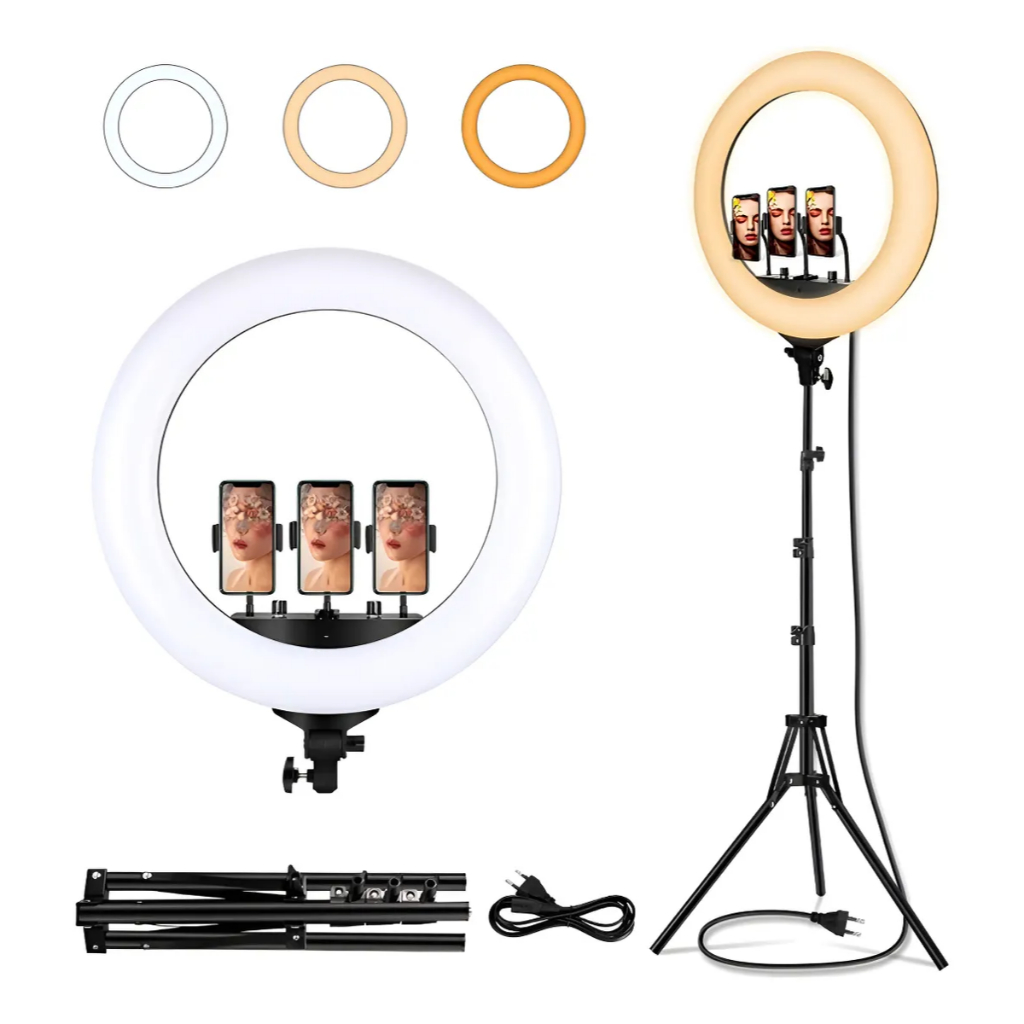 Luz Profissional pra vídeos, Ring Light com tripé 48cm 19p RI18 45w PROMOÇÃO