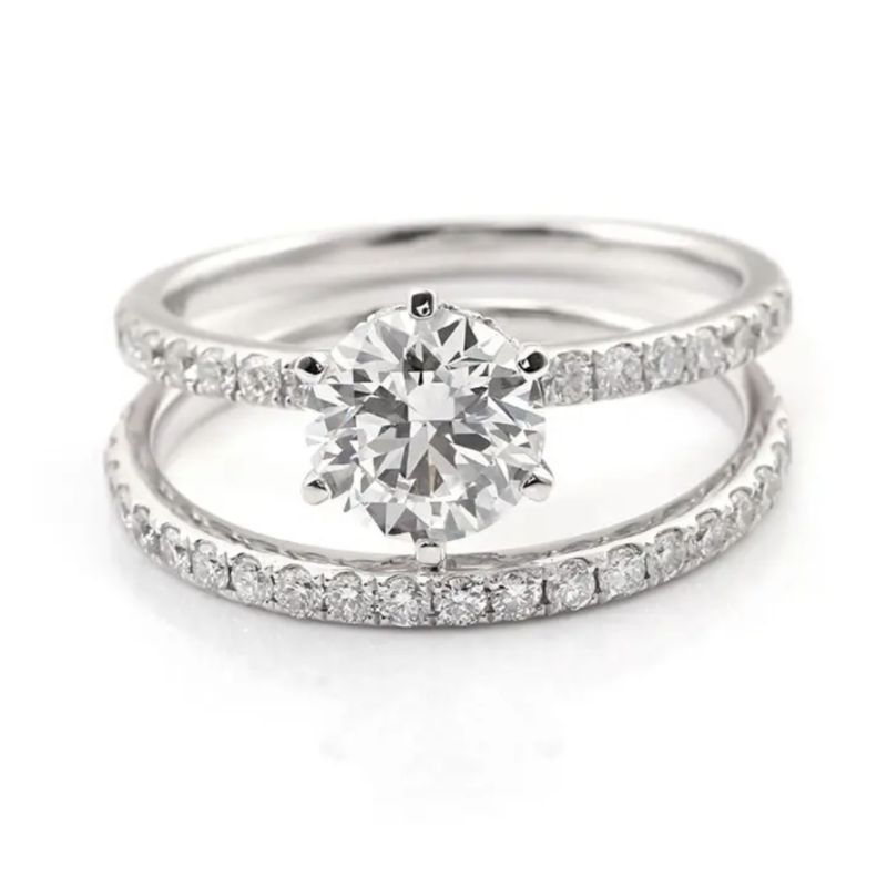 Kit 2/ Anel Solitário e Aparador de Aliança Prata 925 com Pedra de Zirconia em Oferta na Shopee