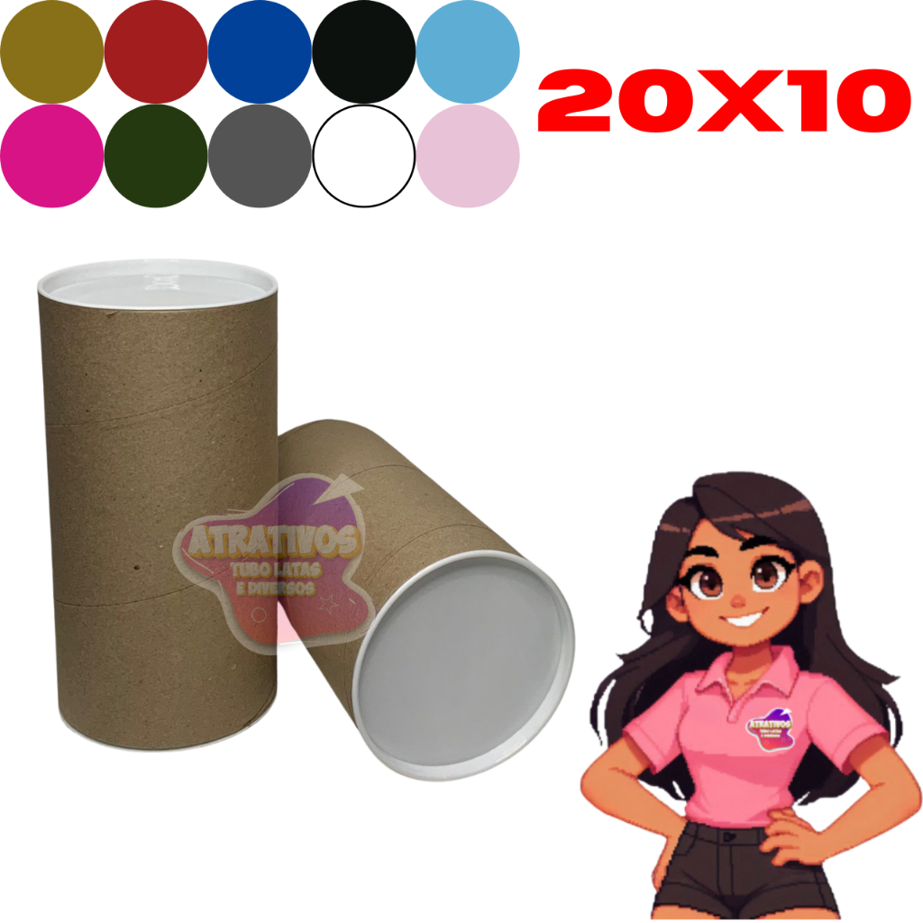15x unidades Tubolata 20X10 - Personalizar Tubolatas Tubo Lata - INTERNO BRANCO em Oferta na Shopee